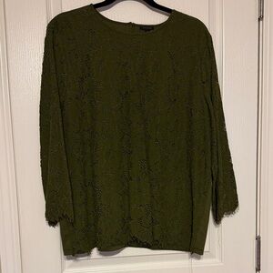 Ann Taylor Olive Green Lace Blouse